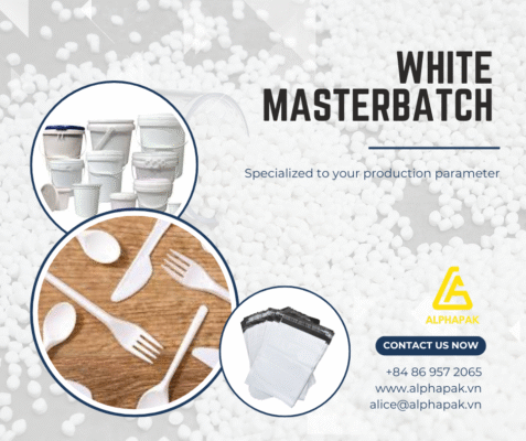White masterbatch for thermoforming applications to add color to the finished products